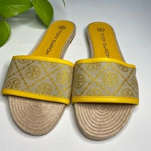 TORY BURCH T Monogram Slide Sandal in Yellow